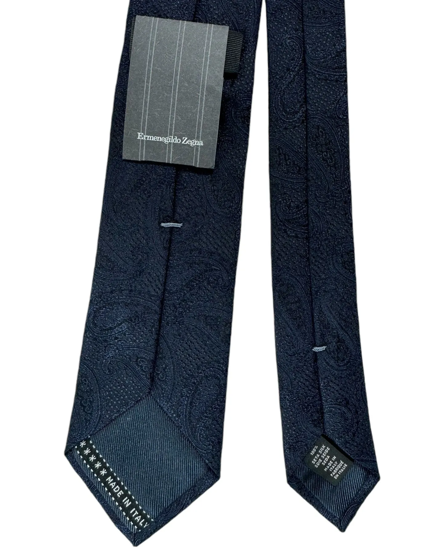 Ermenegildo Zegna Tie Midnight Blue Black Paisley