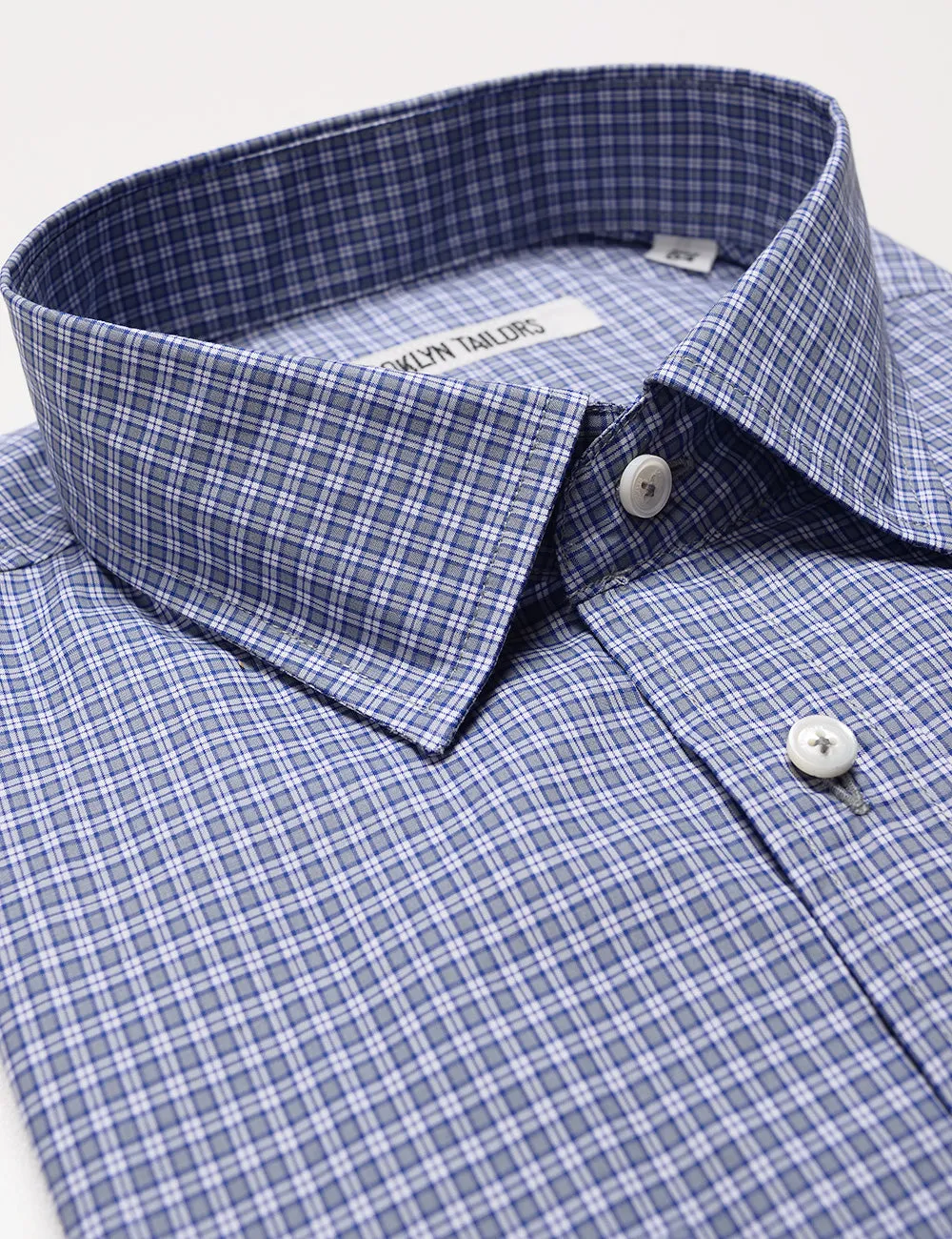 FINAL SALE: BKT20 Slim Dress Shirt in Mini Plaid - Blue and Gray