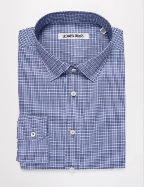 FINAL SALE: BKT20 Slim Dress Shirt in Mini Plaid - Blue and Gray