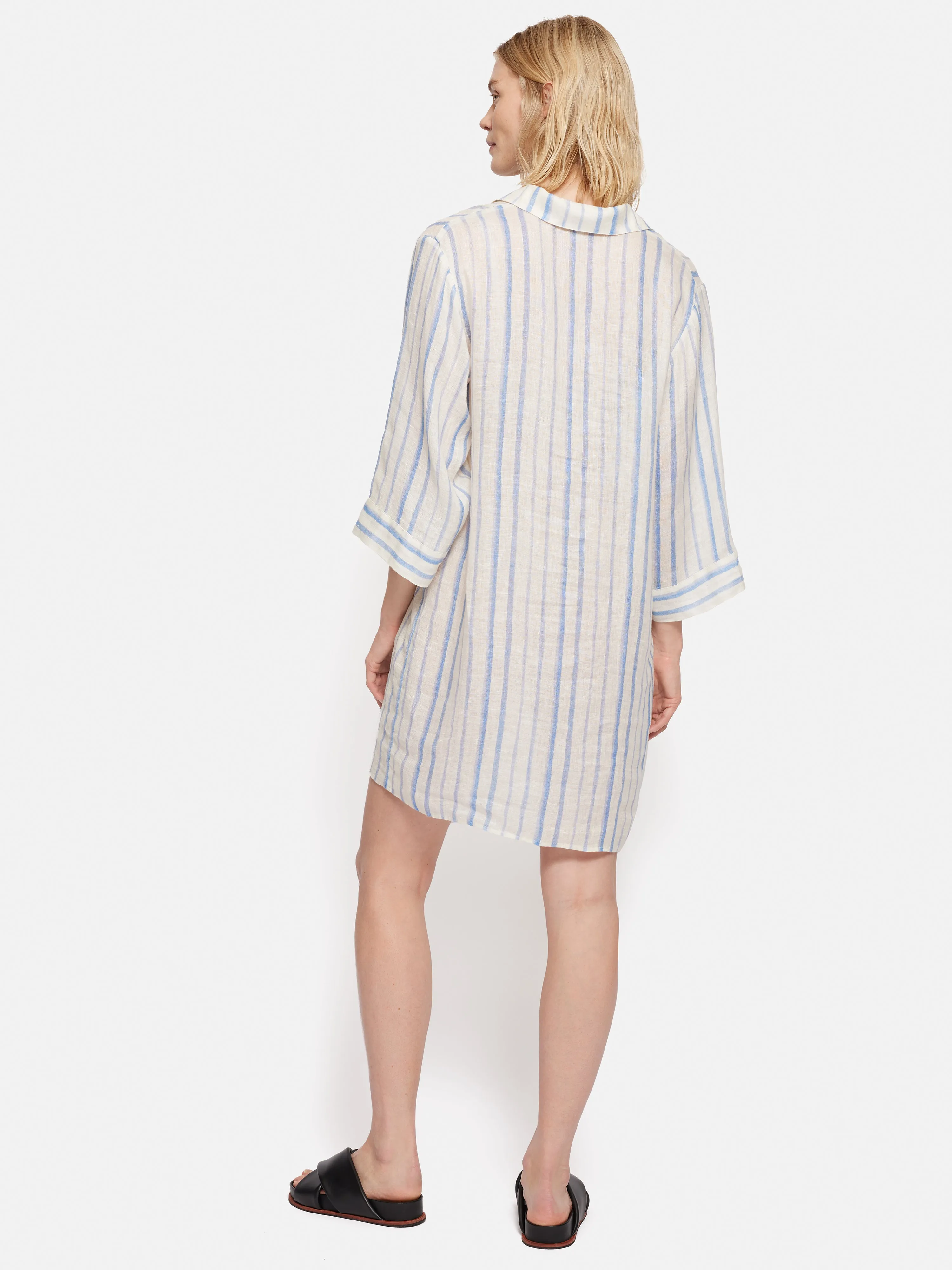 French Linen Stripe Tunic Dress | Blue