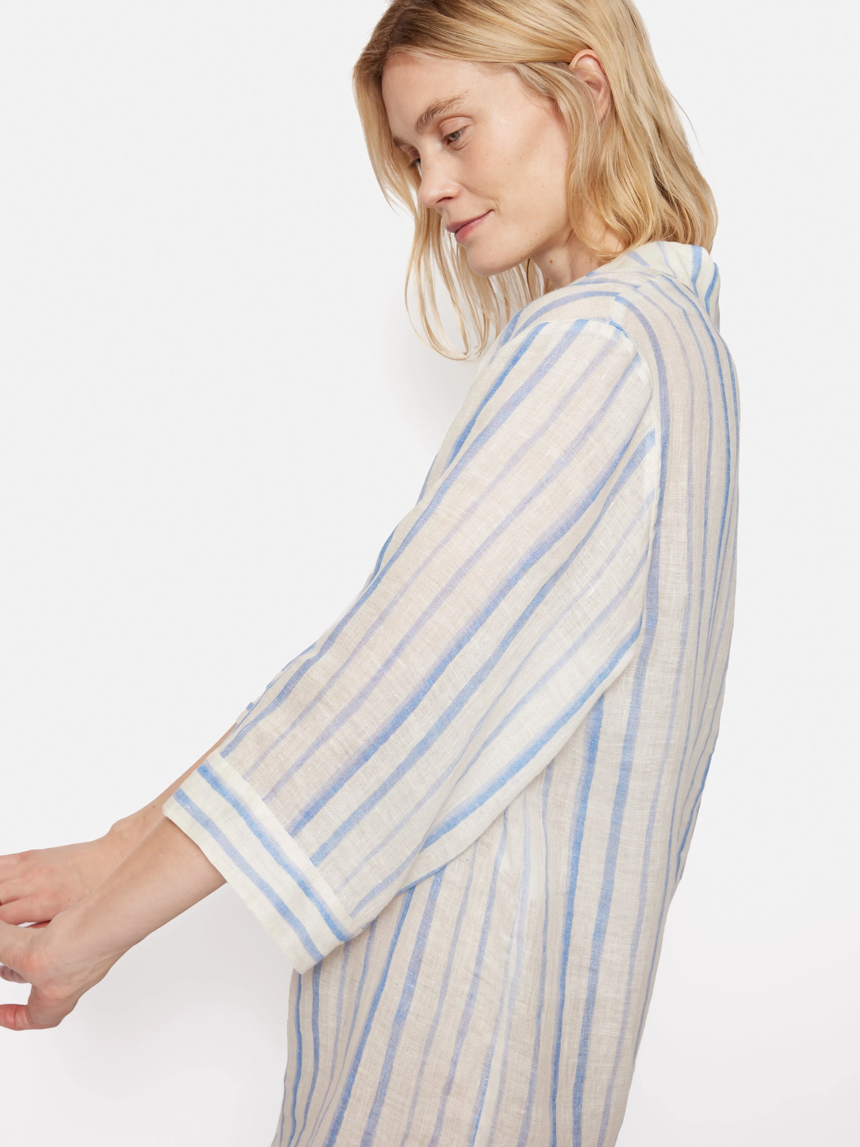 French Linen Stripe Tunic Dress | Blue