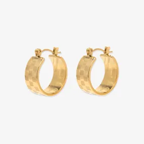 Gold Check Hoop Earrings