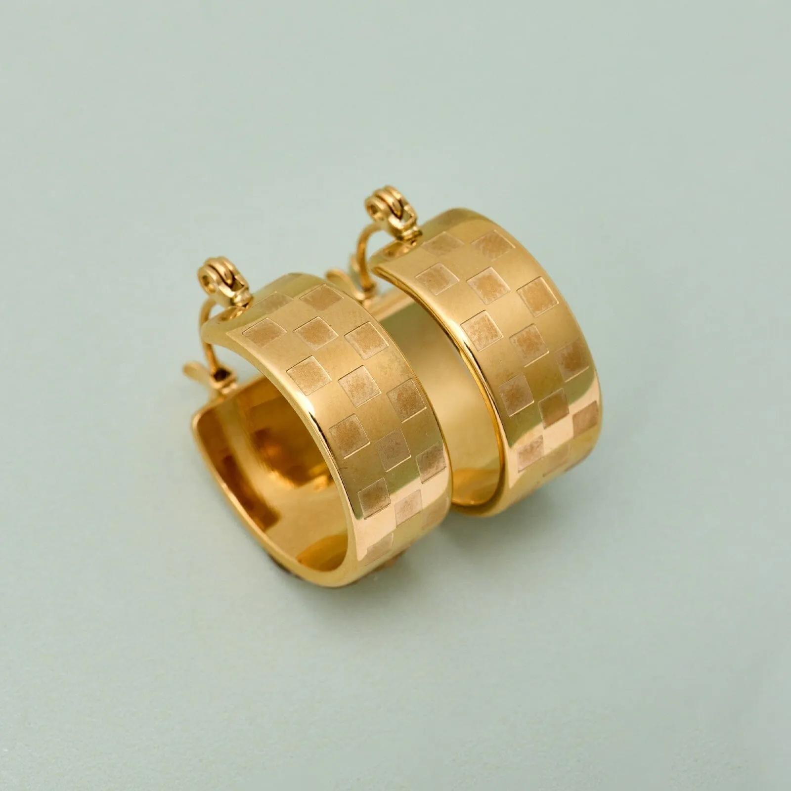 Gold Check Hoop Earrings