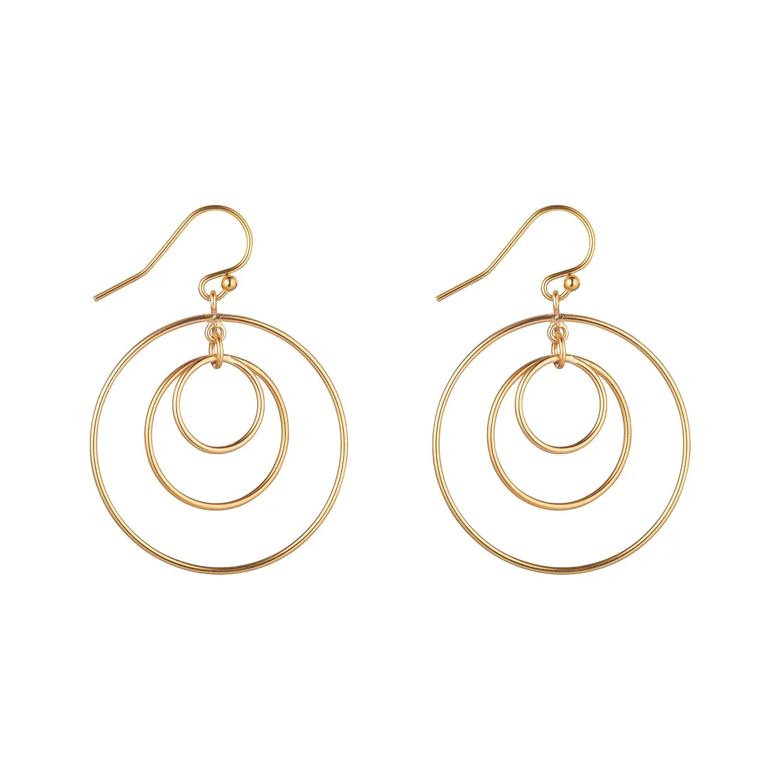 Gold Filled Triple Circle Hoop Earrings