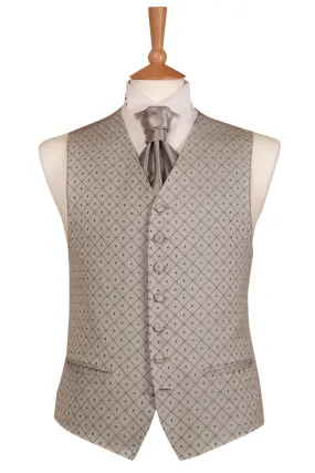 Grey Diamond & Spot Pattern Waistcoat - Ex Hire