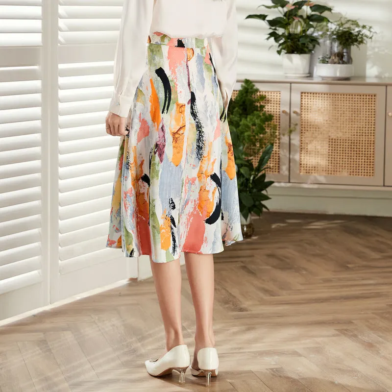 Ladies' Painted And Printed High Waist Slimming Skirt