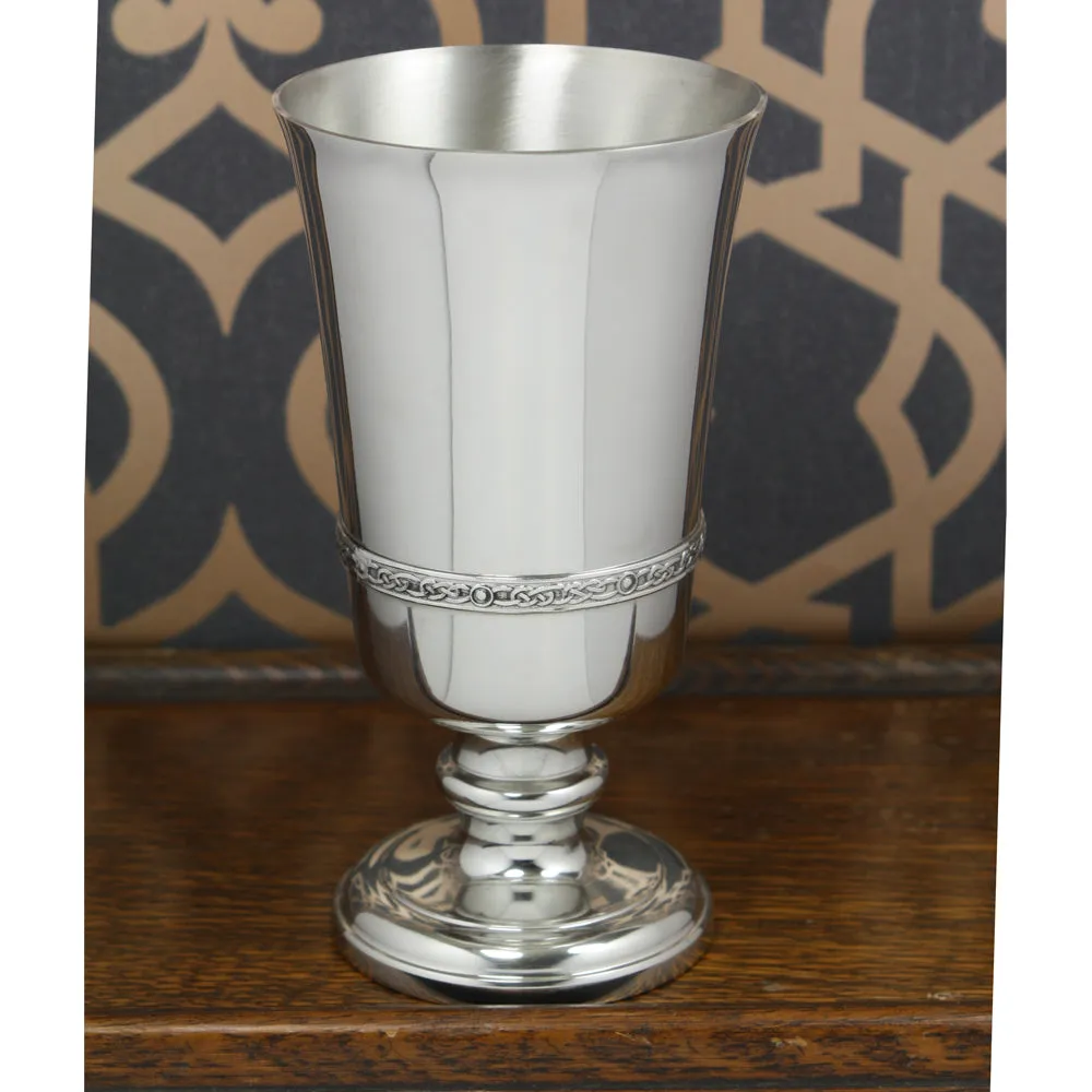 Large Celtic Band Pilsner Style Pewter Wine Goblet