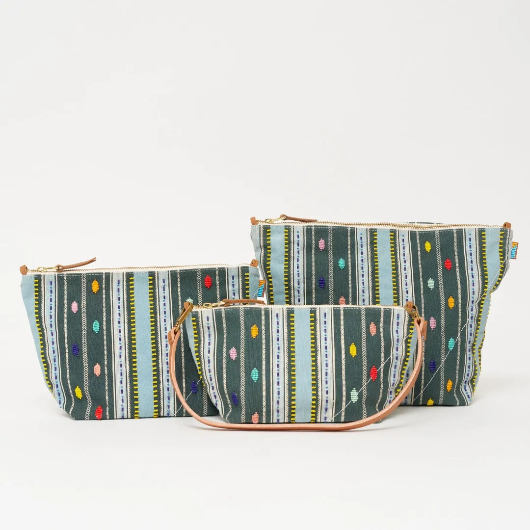 Large Convertible Pouch - Beaded Bisa Stripe