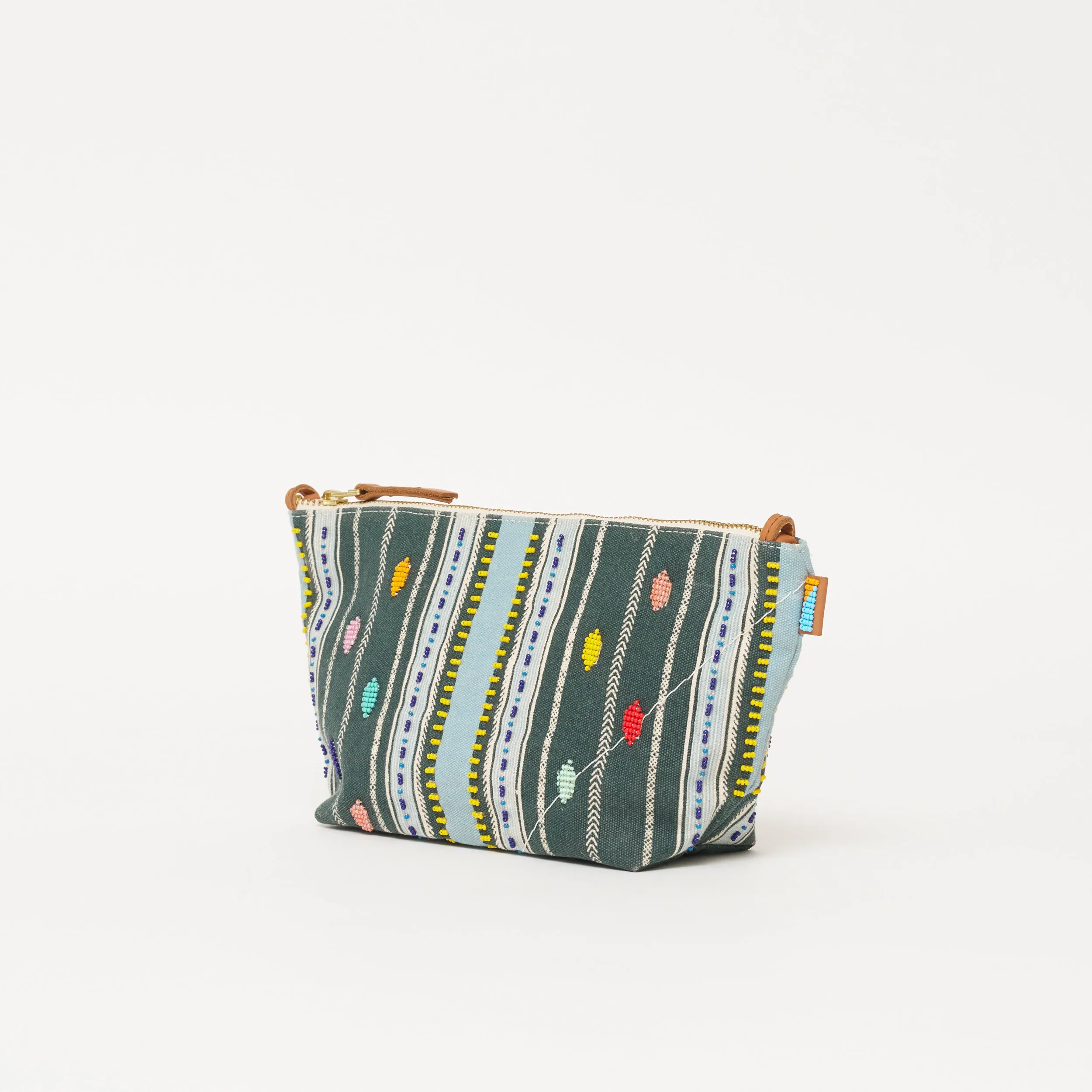 Large Convertible Pouch - Beaded Bisa Stripe