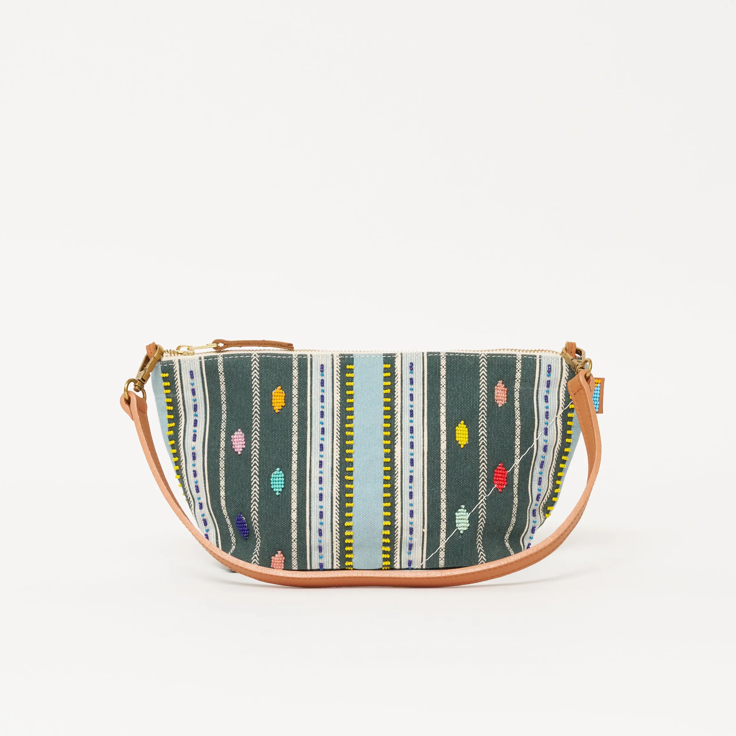 Large Convertible Pouch - Beaded Bisa Stripe