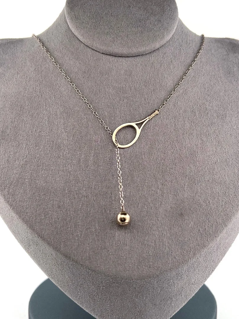 Lariat 1" Solid Gold Tennis Necklace