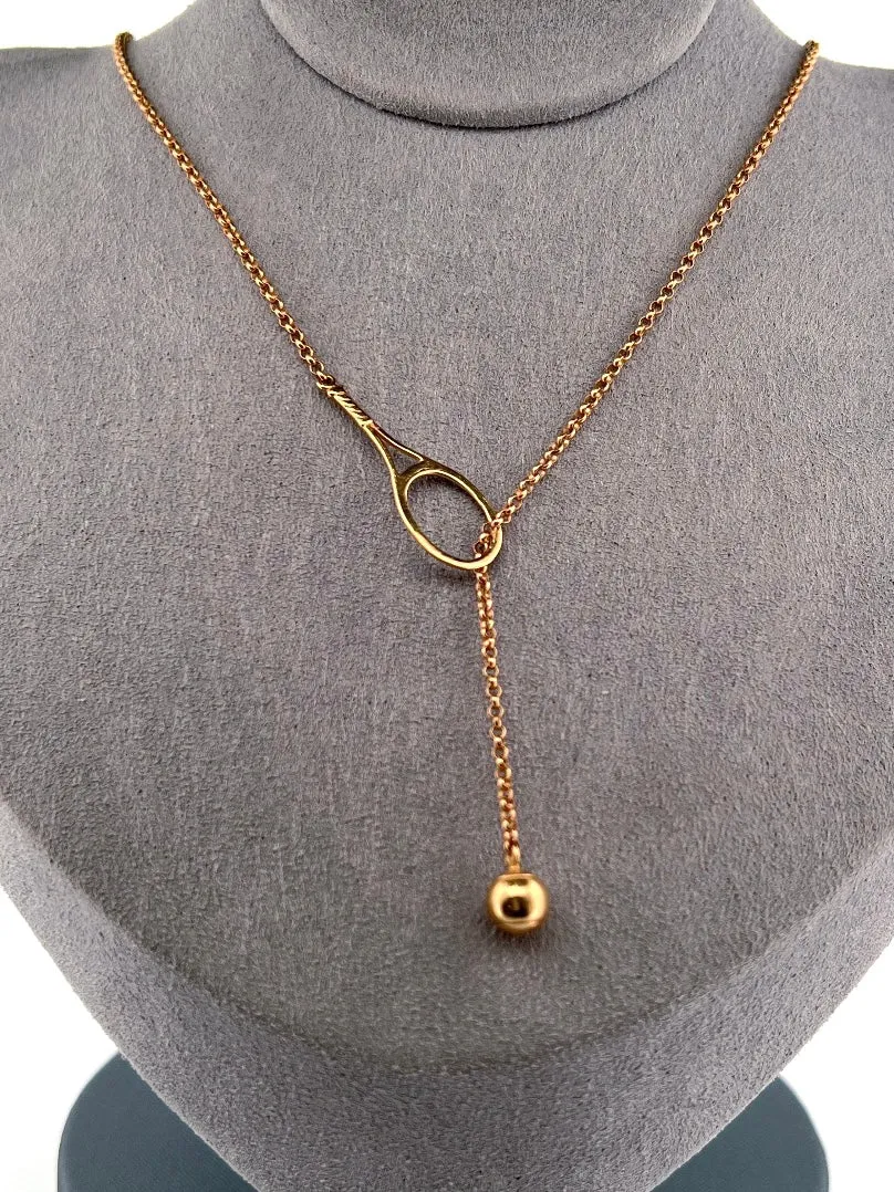 Lariat 1" Solid Gold Tennis Necklace