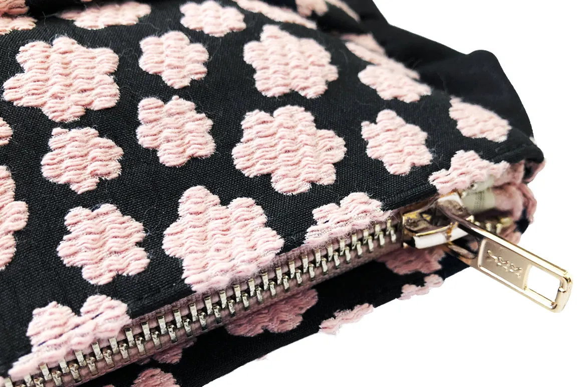 Last Chance! Embossed Pinky Flower Ruffle Pouch