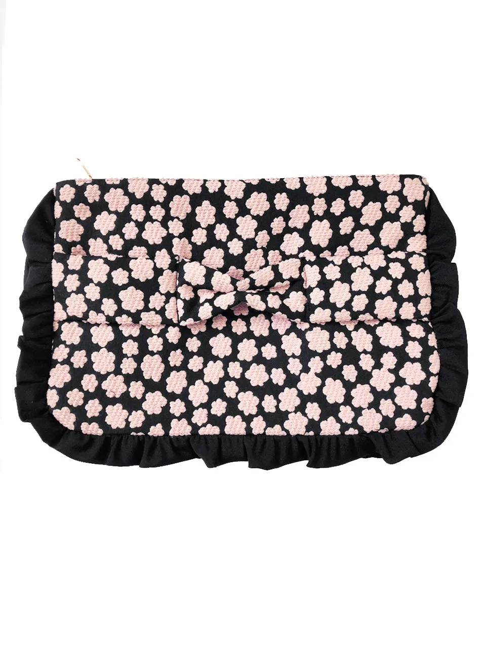 Last Chance! Embossed Pinky Flower Ruffle Pouch