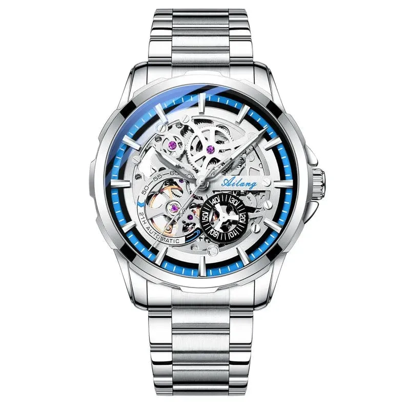 Men's Luxury Skeleton Mechanical Watch Stainless Steel Waterproof