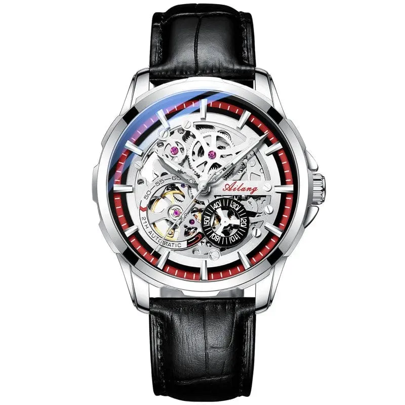 Men's Luxury Skeleton Mechanical Watch Stainless Steel Waterproof