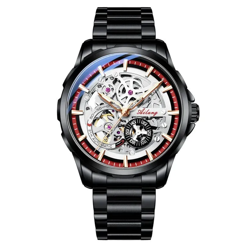 Men's Luxury Skeleton Mechanical Watch Stainless Steel Waterproof