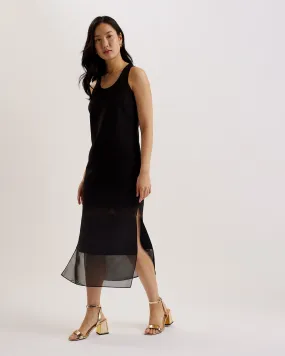 Mephora Sleeveless Midi Dress With Panel Deta Black