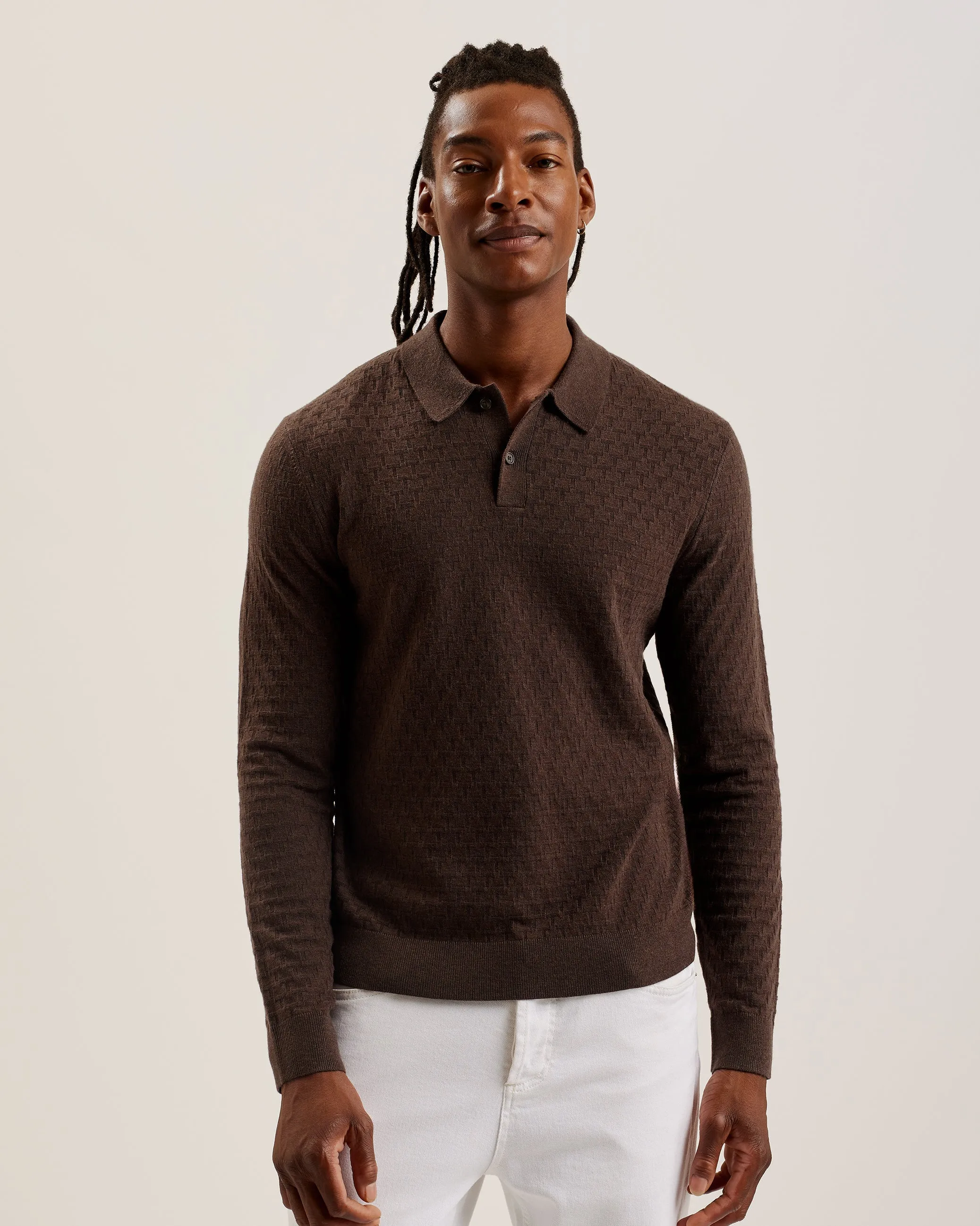 Morar Ls T Stitch Knitted Polo Dk-Brown