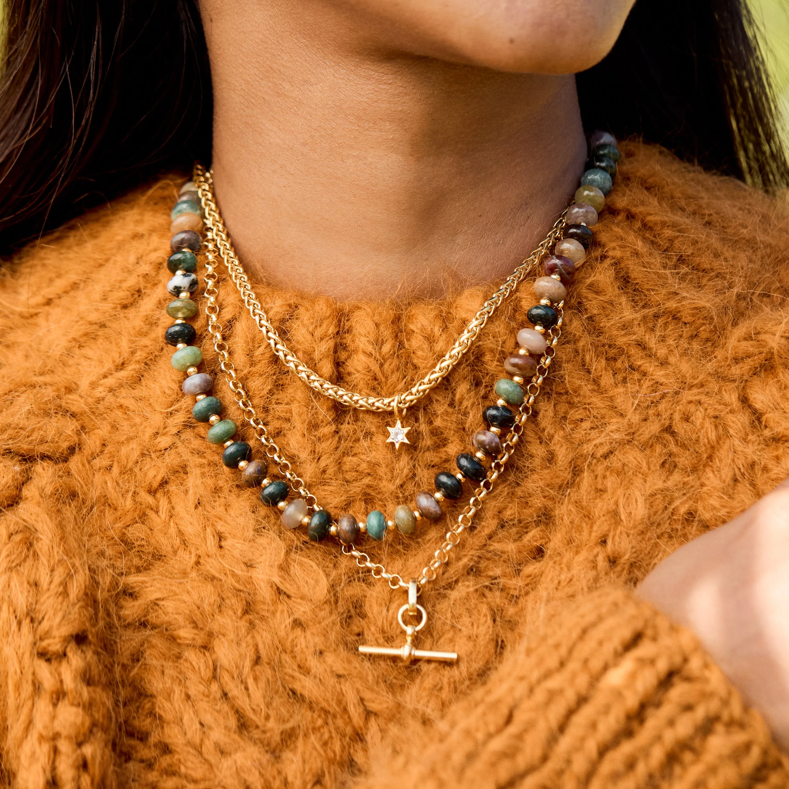 Moss Agate Beaded Necklace