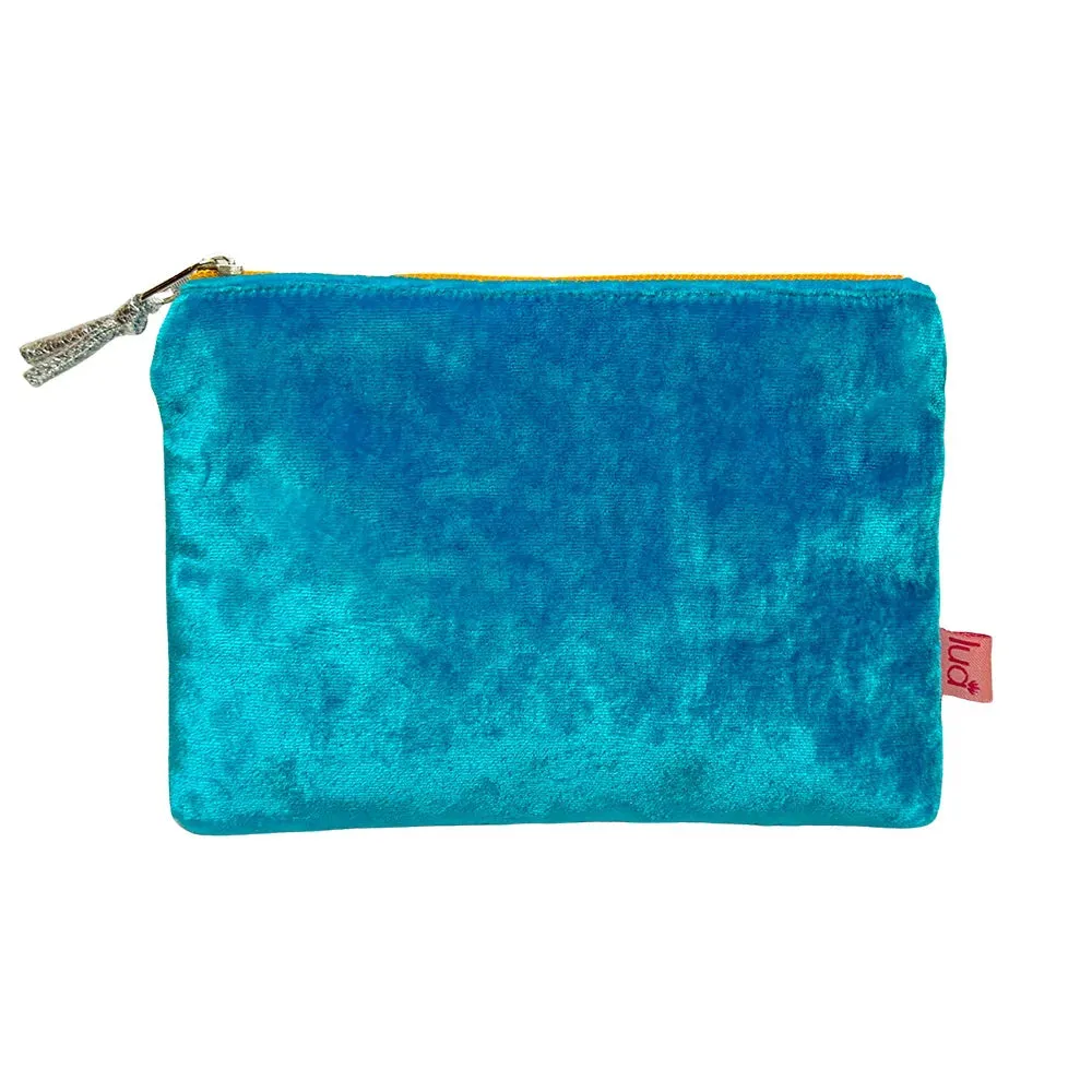 PU232 Aqua Blue Velvet Purse By Lua