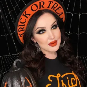 "Trick or Treat" Wide Brim Hat - Orange - Collab With Baylee Madison