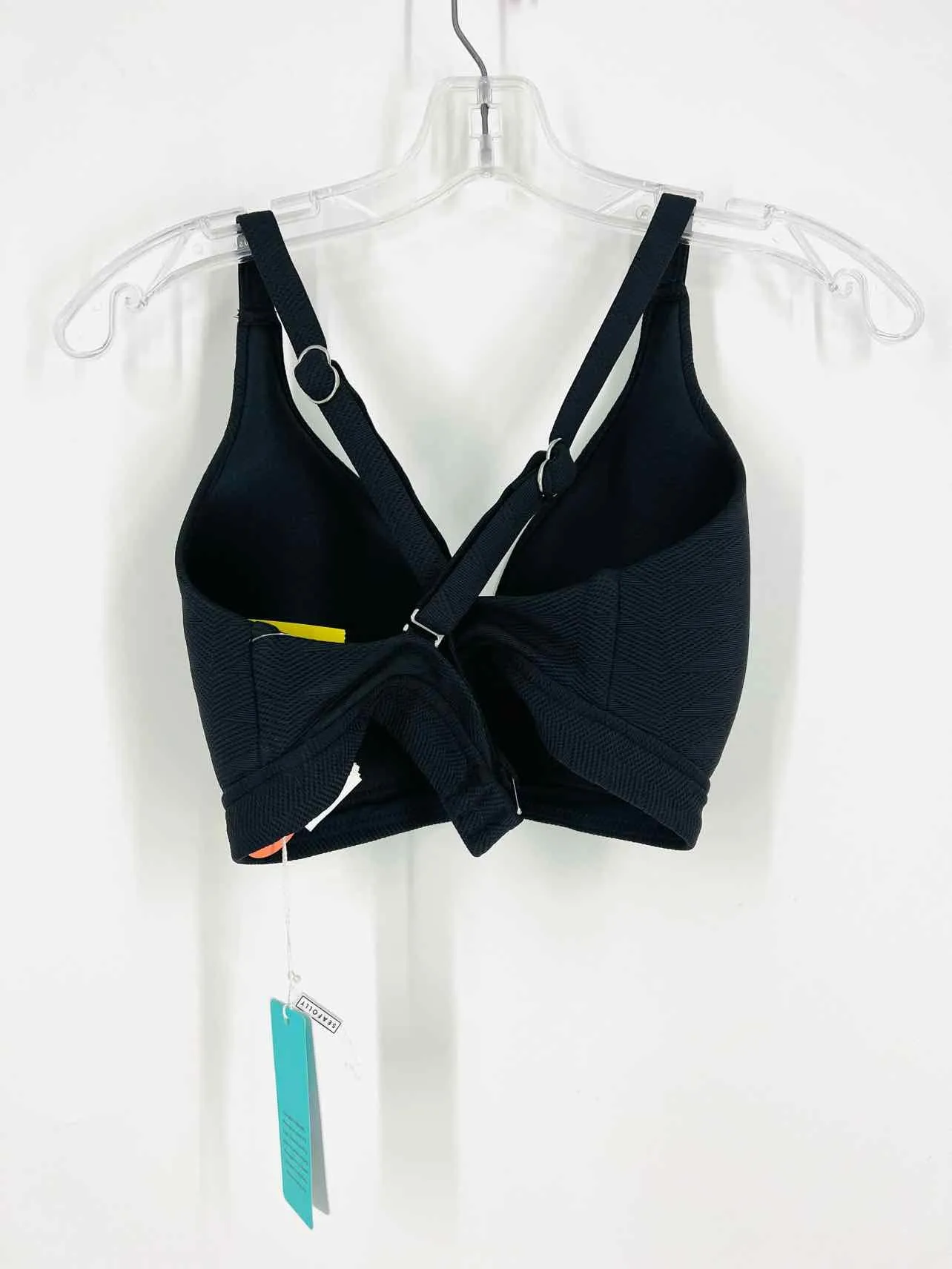 Size 12 Black Textured Solid NEW Swimwear Swimsuit Top