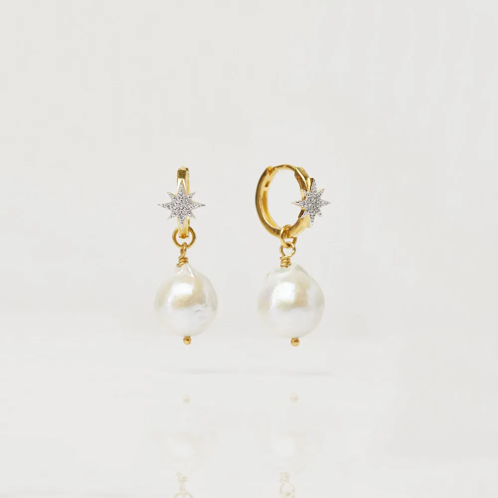 Starburst Baroque Pearl Drop Earrings