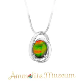 Sterling Silver Oval Harmony Ammolite Pendant