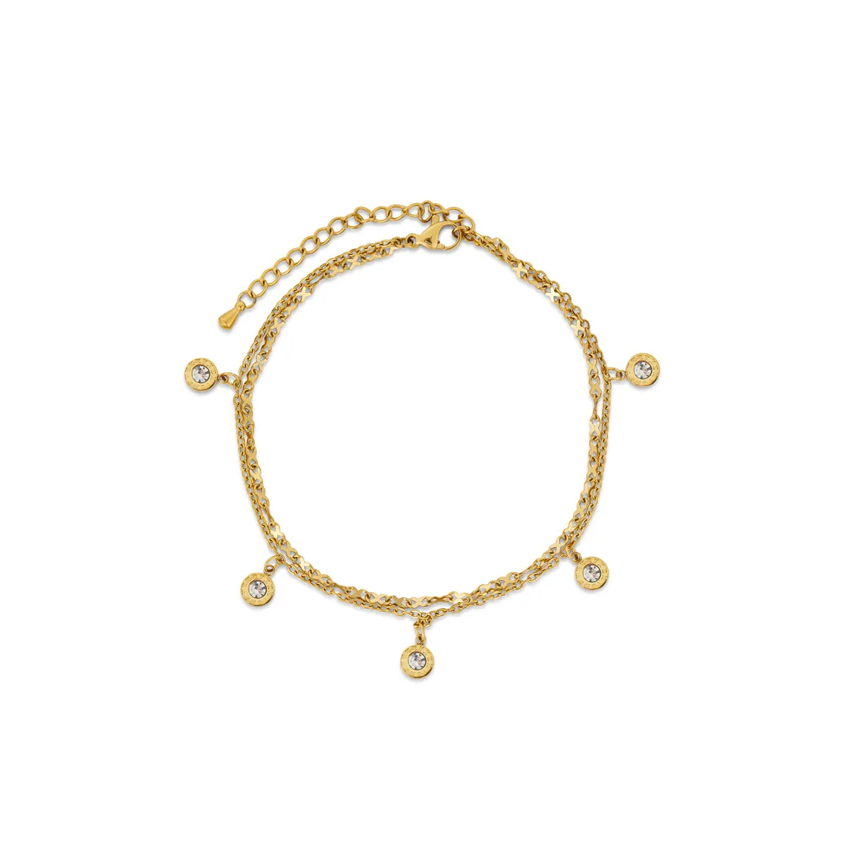 Stone Pendant Anklet - Gold