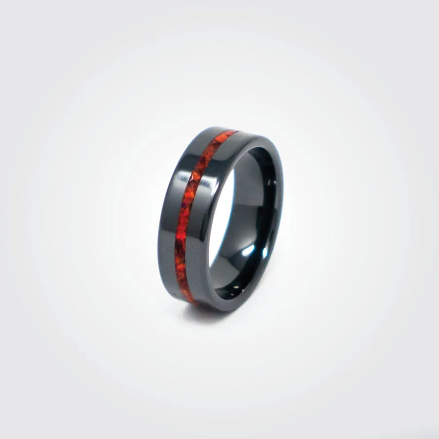 T2T Thin RED Line Ring – (8mm Black Ceramic) - SEE SIZING NOTE