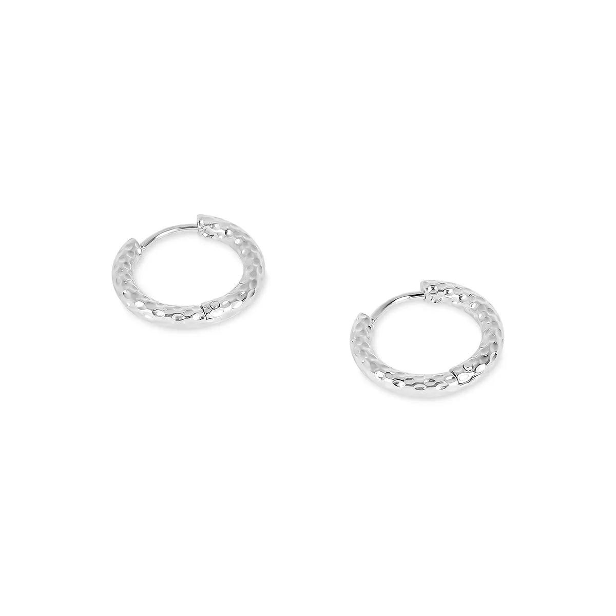 Textured Huggie Earrings - Silver