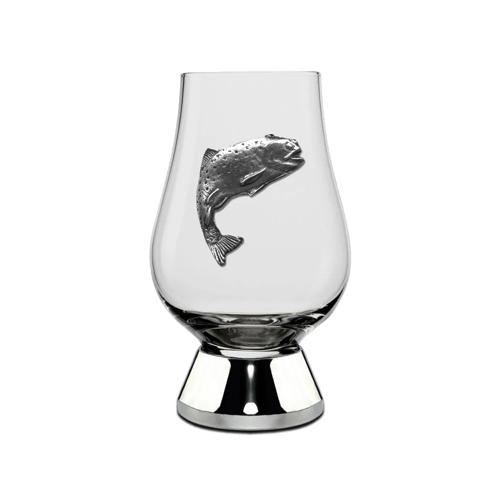 The Wee Glencairn Whisky Tasting Glass with Pewter Base and Trout 70ml