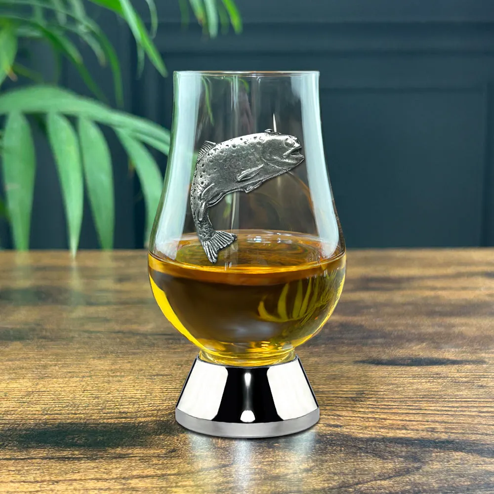 The Wee Glencairn Whisky Tasting Glass with Pewter Base and Trout 70ml