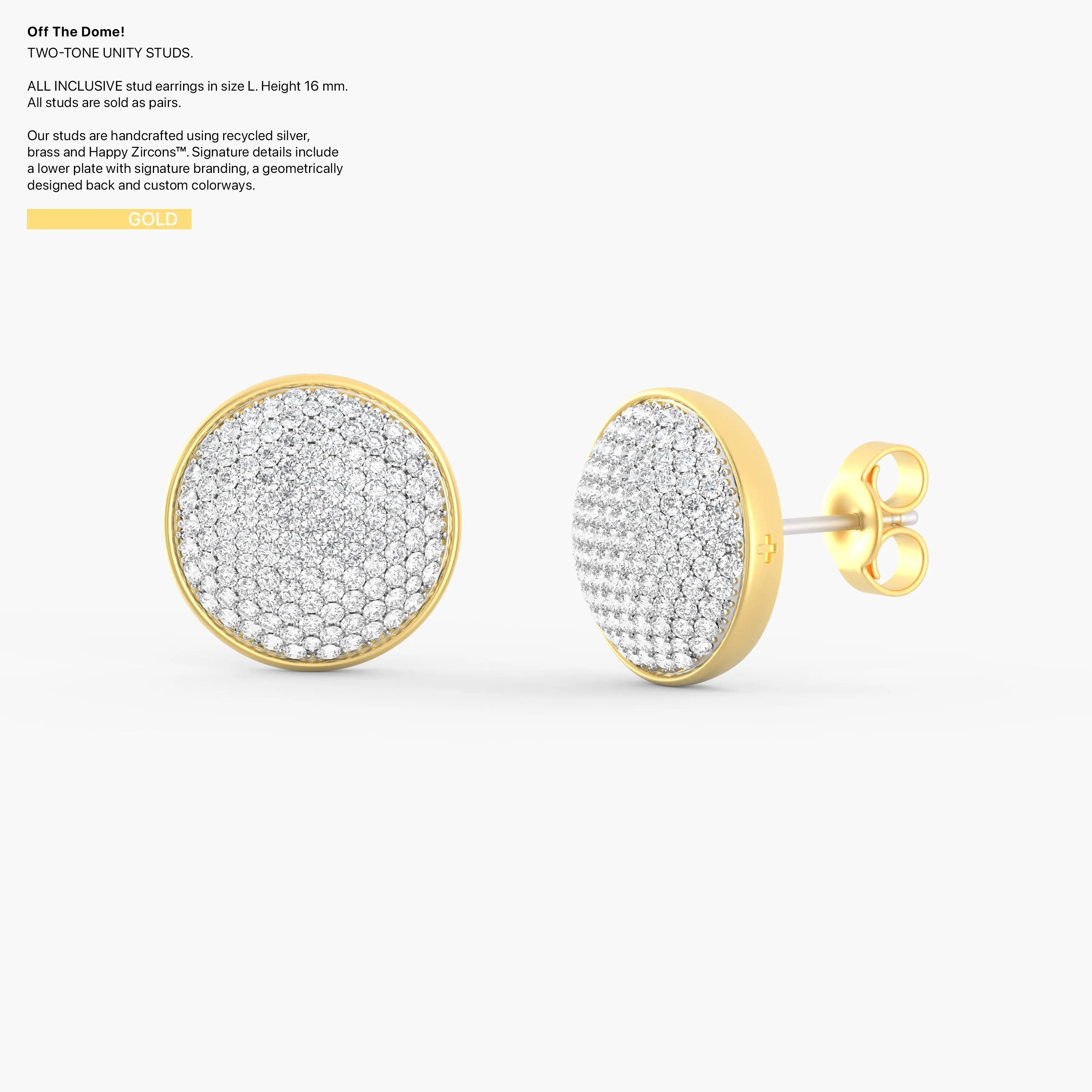 Two-Tone Unity Studs in Gold