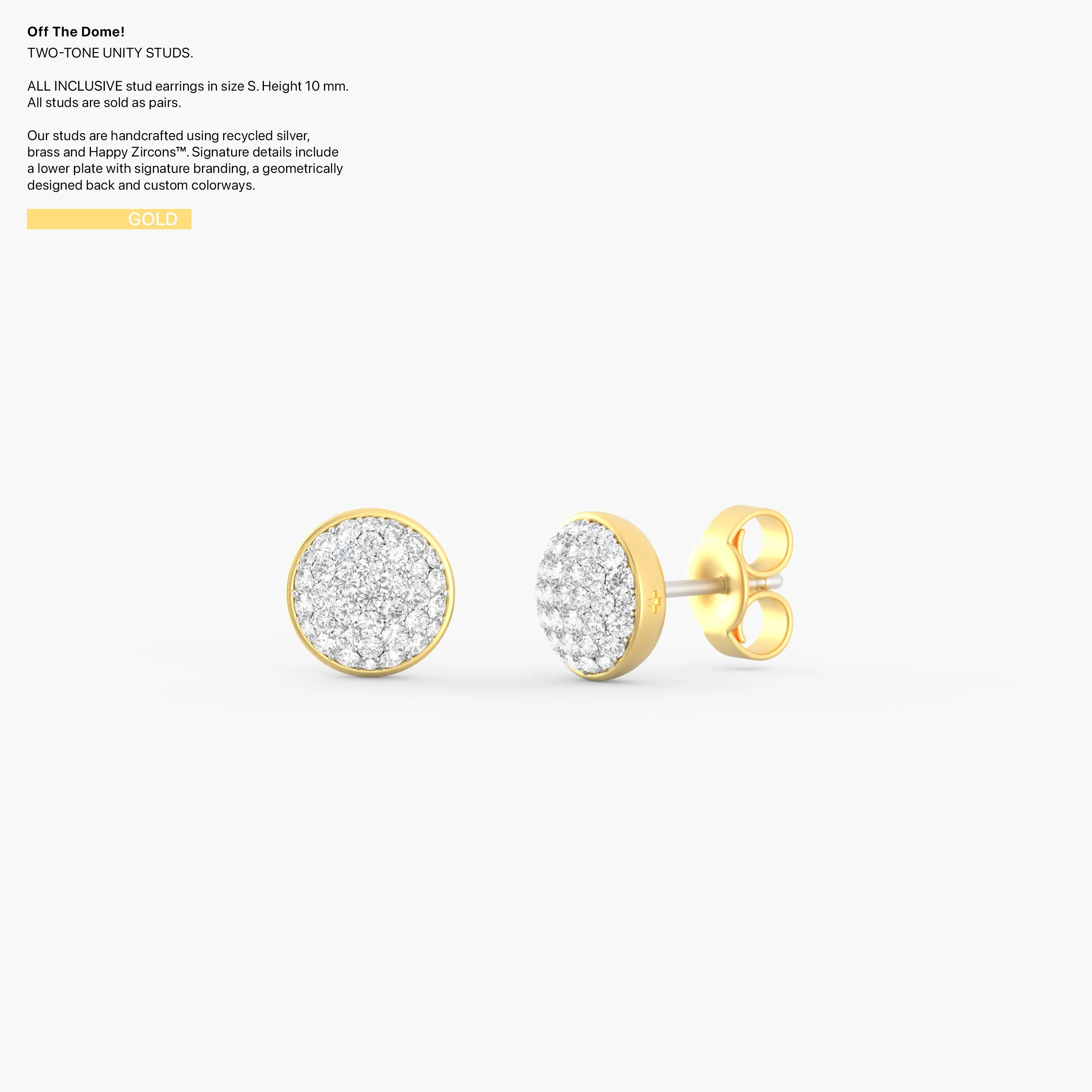 Two-Tone Unity Studs in Gold