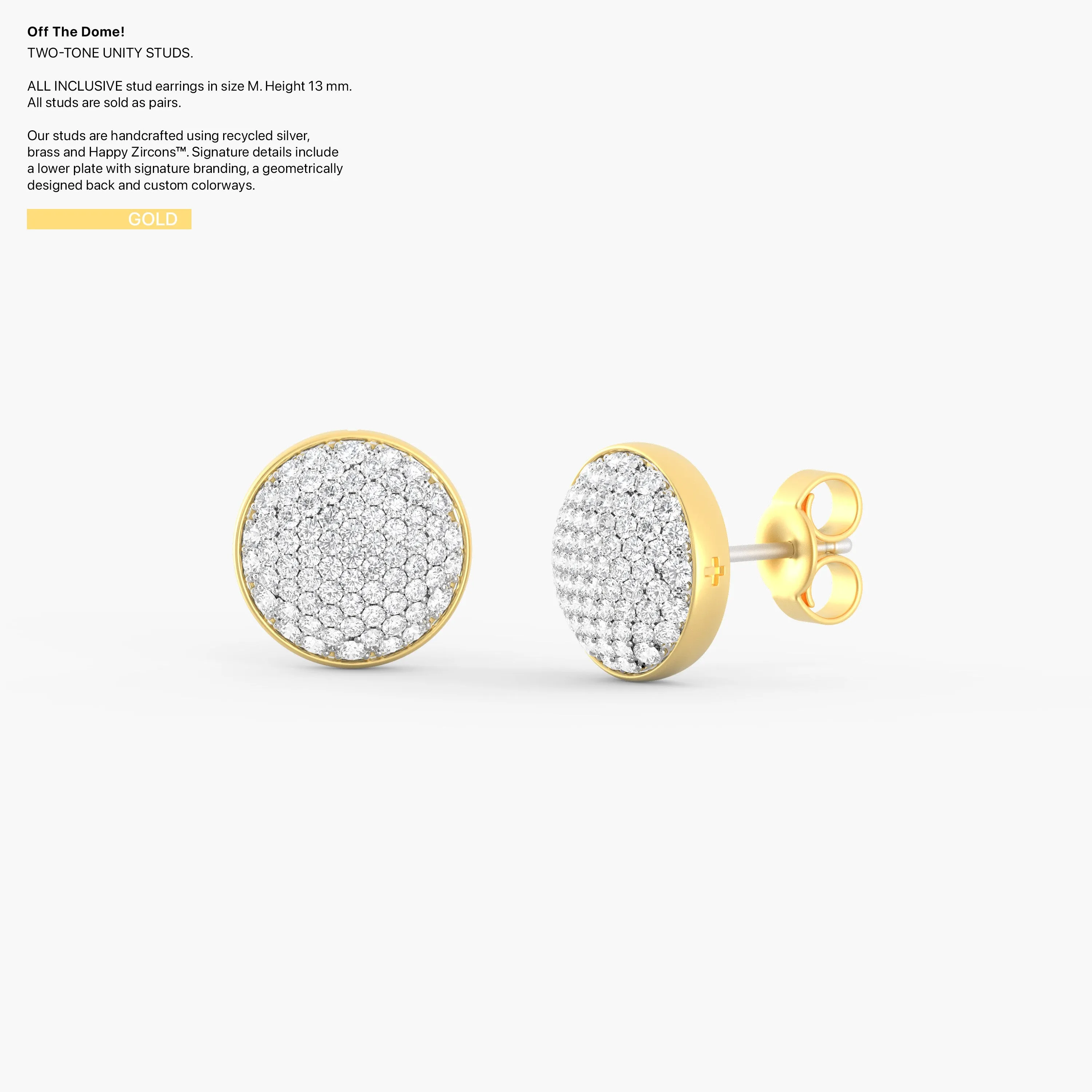 Two-Tone Unity Studs in Gold