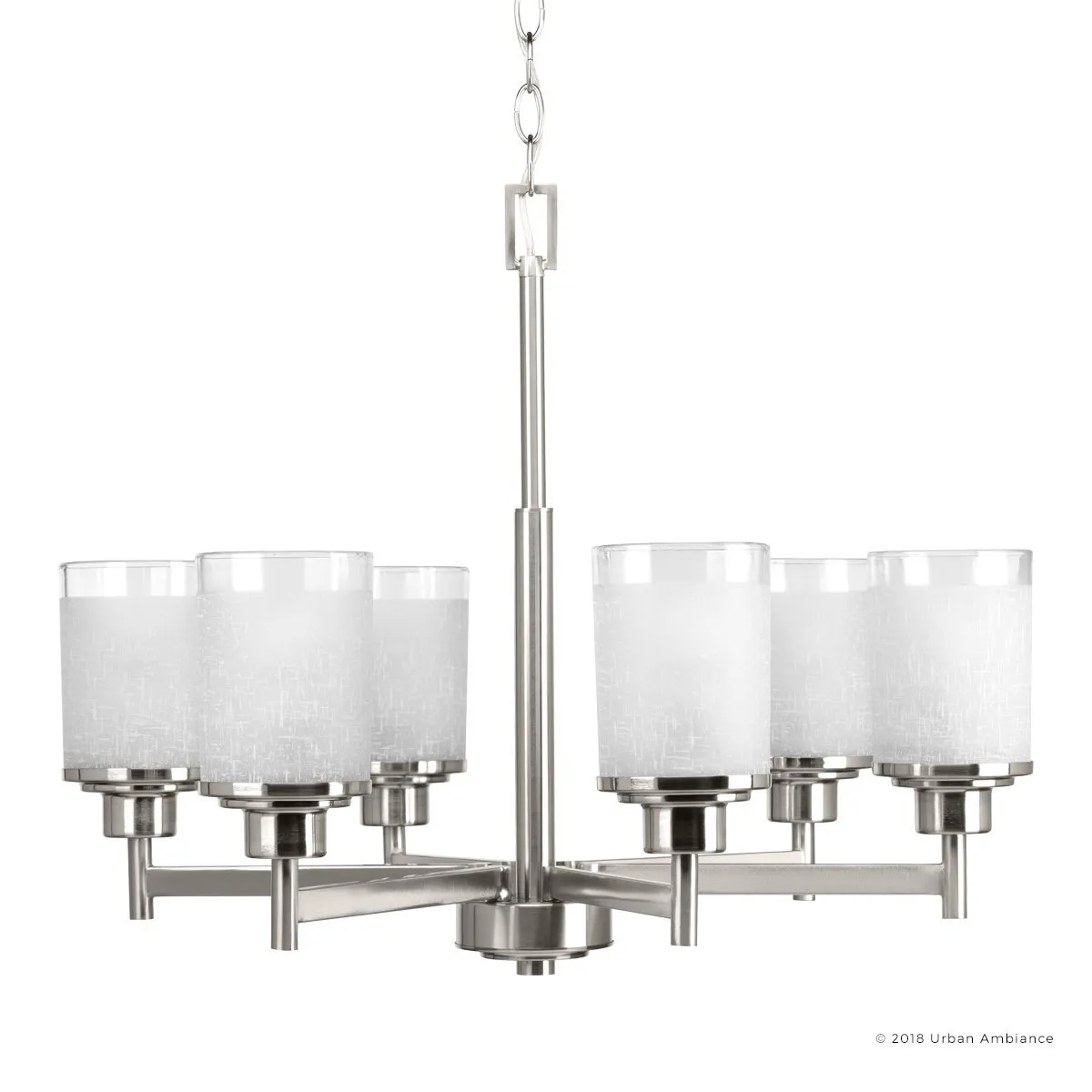 UHP2023 Contemporary Chandelier, 19.75"H x 25"W, Brushed Nickel Finish, Cupertino Collection