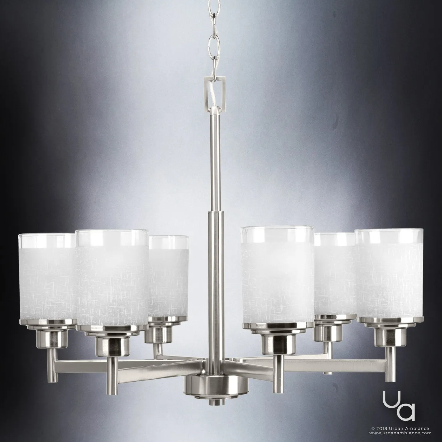 UHP2023 Contemporary Chandelier, 19.75"H x 25"W, Brushed Nickel Finish, Cupertino Collection