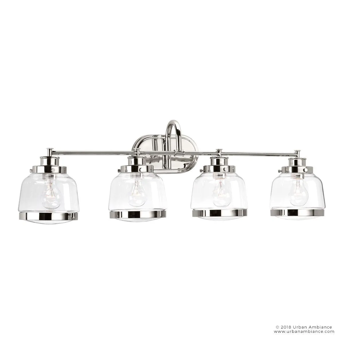 UHP2540 Luxe Industrial Chic Bathroom Vanity Light, 11.25"H x 35.75"W, Polished Nickel Finish, Nottingham Collection