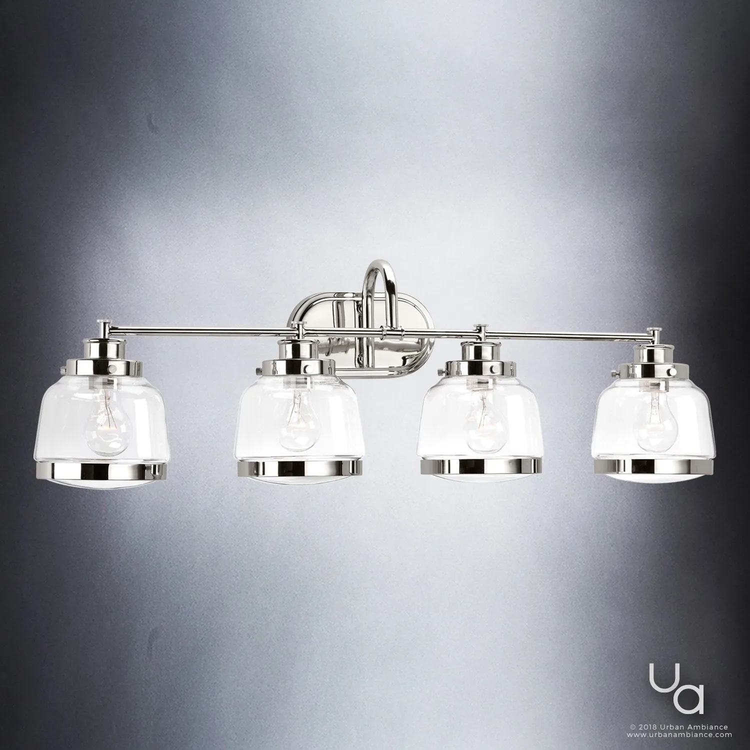 UHP2540 Luxe Industrial Chic Bathroom Vanity Light, 11.25"H x 35.75"W, Polished Nickel Finish, Nottingham Collection