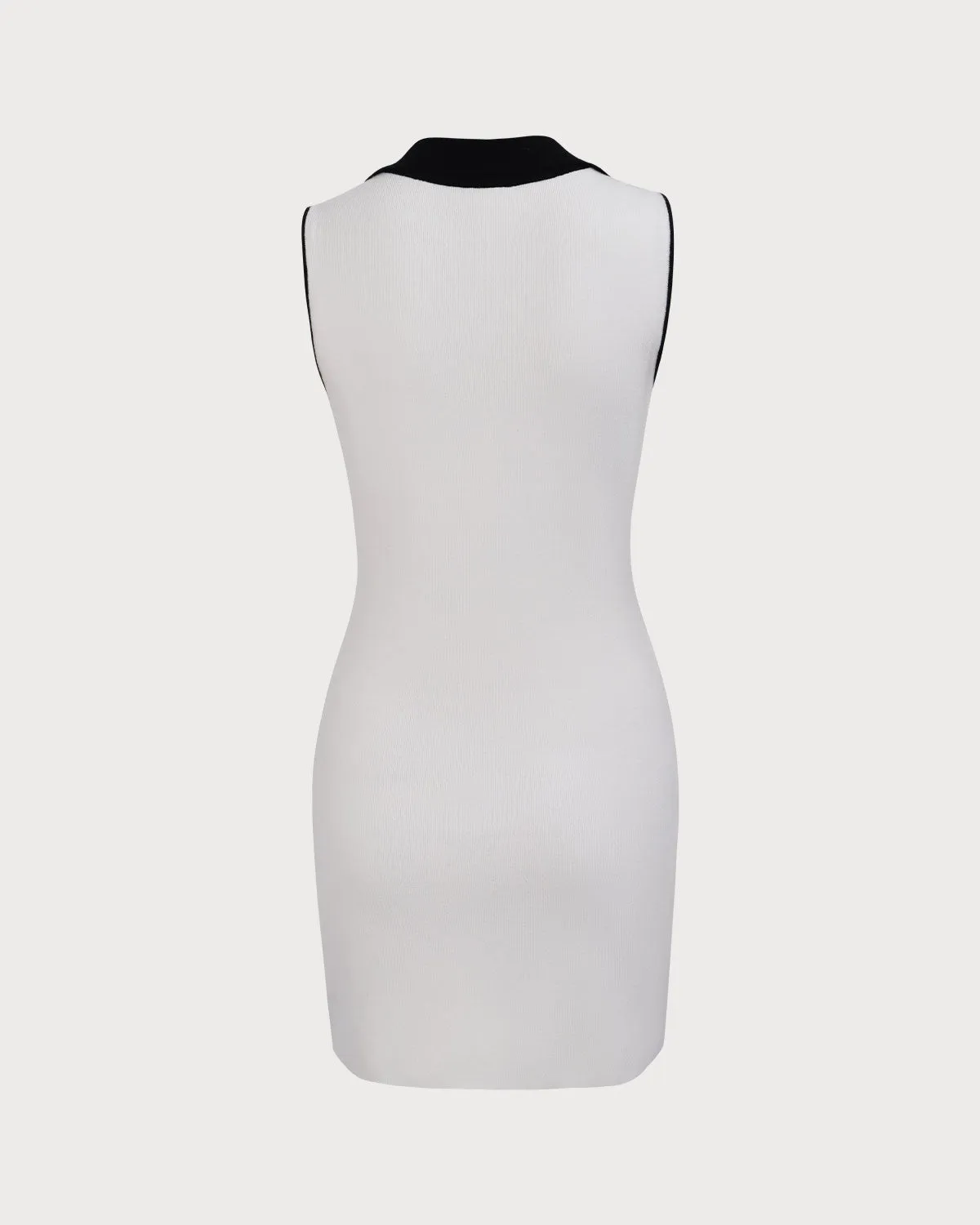 Women's White Contrasting Bodycon Sweater Mini Dress